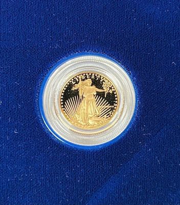 1988 U.S. AMERICAN EAGLE $5 GOLD. 1/10TH OUNCE FINE GOLD, OGP