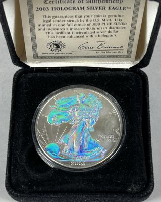 2003 AMERICAN SILVER EAGLE HOLOGRAM. HOLOGRAM DESIGN SILVER EAGLE