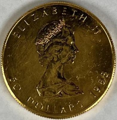1983 CANADIAN MAPLE LEAF GOLD - ONE OUNCE. UNCIRCULATED, ONE OUNCE