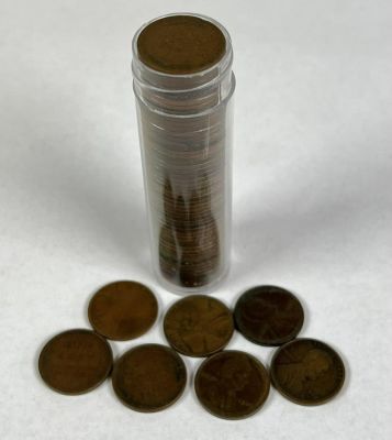 1909 VDB LINCOLN CENT COLLECTION. CONTAINING 57 CIRCULATED CENTS