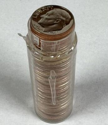 1975-S ROOSEVELT DIME PROOF ROLL. UNCIRCULATED ROLL OF DIMES
