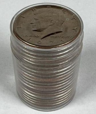 1971-D KENNEDY HALF DOLLAR ROLL - UNCIRCULATED. BU ROLL OF HALF DOLLARS