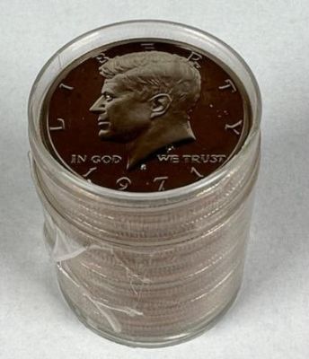 1971-S KENNEDY PROOF HALF DOLLAR ROLL. BU ROLL OF PROOF HALF DOLLARS