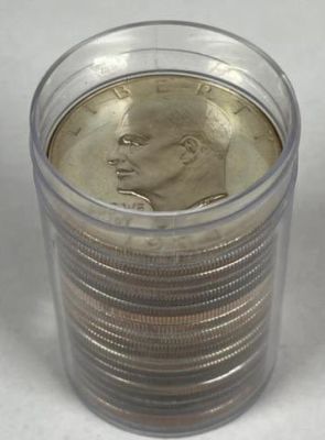 20 COIN ROLL OF IKE PROOF SILVER DOLLARS. BU ROLL OF IKE PROOF SILVER DOLLARS