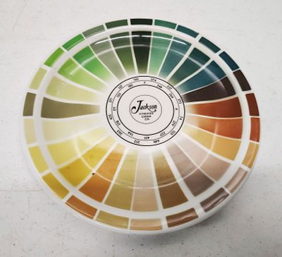 Jackson China. salesman sample color plate Dimensions: 2 x 13 x 13 in