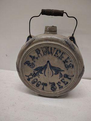 crock. Bardwell root beer whites utica molded stoneware canteen good condition Dimensions: 12 x 