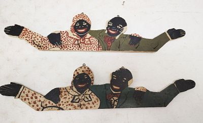 folk art. 1940s key chain holder 22 long Dimensions: 3 x 22 x 6 in