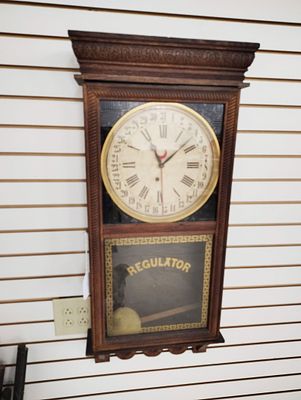 clock. regulator clock with key Dimensions: 6 x 18 x 40 in