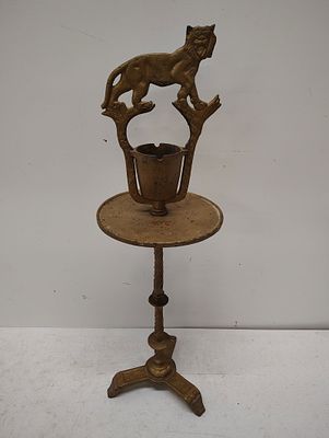ash tray. cast iron ash tray with lion 27 tall Dimensions: 27 x 10 x 10 in
