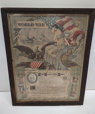 military item. WWI In the Service of the Nation Dimensions: 19 x 24 x 1 in