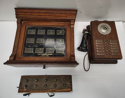 phone items. call box and telephone/ intercom system the back is lose on the call box 