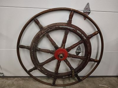 ship wheel. 44 diameter Dimensions: 8 x 44 x 44 in