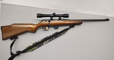 Gun. Marlin model: 25 mn/.22 caliber WMR only Tasco scope serial number: 08630497 Dimensions: 41 