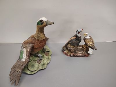 decanters. ski country American widgeon wild turkey and eagle Dimensions: 14 x 20 x 12 in
