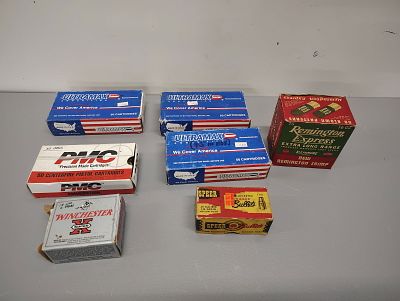 Ammo. 3 full boxs of .45 box of .45 brass 15 rounds of 16 gauge .38 bullets Dimensions: 4 x 10 x 7 in