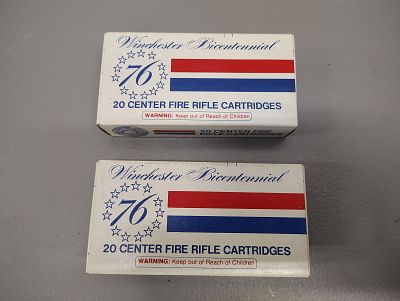 Ammo. 2 Winchester bicentennial 30-30 20 center fire rifle cartridges full boxes Dimensions: 3 x 