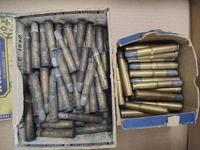 Ammo. Remington and sons ammo caliber is unknown Dimensions: 5 x 8 x 6 in