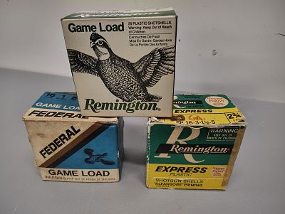 Ammo. 3 boxes of 16 gauge 70 rounds Dimensions: 4 x 5 x 8 in