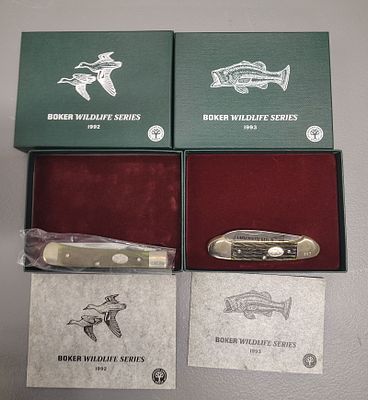 knives. bokers wildlife 1993 and 1992 Dimensions: 2 x 6 x 5 in