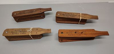 Turkey calls. 4 lynch turkey calls Dimensions: 3 x 10 x 8 in