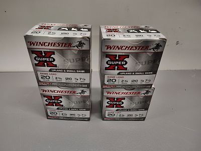 Ammo. Winchester 4 boxes for 20 gauge Dimensions: 8 x 8 x 4 in