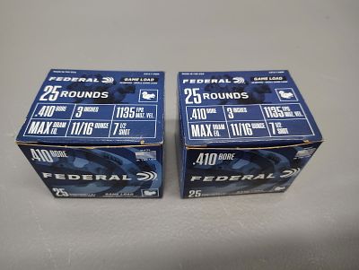 Ammo. 2 boxes of federal .410 Dimensions: 6 x 3 x 4 in