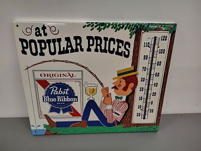 Thermometer. Pabst Blue Ribbon thermometer Dimensions: 14 x 17 x 1 in