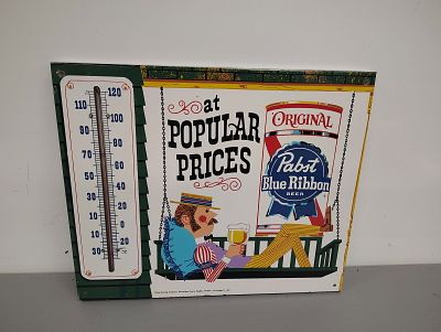 Thermometer. Pabst Blue Ribbon thermometer Dimensions: 14 x 17 x 1 in