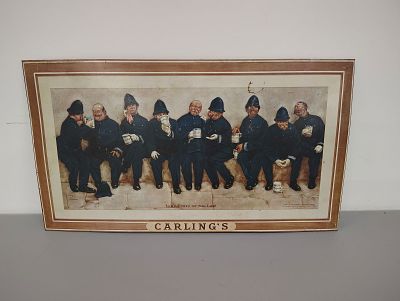 Beer sign. Carling's Beer sign tin over cardboard Dimensions: 12 x 22 x 1 in