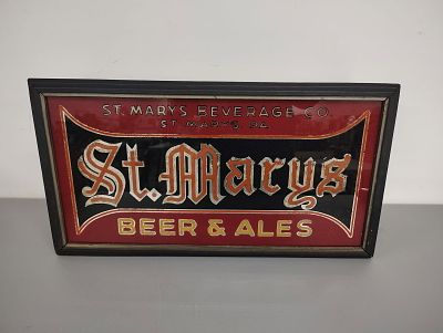 Beer light. St. Marys Beer and Ales light reverse painted has no light fixture some minor 