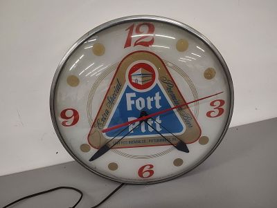Beer clock. Fort Pitt Beer clock lights up and works Dimensions: 15 x 15 x 4 in
