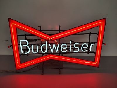 Neon. Budweiser neon sign Dimensions: 19 x 30 x 7 in