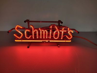 Neon. Schmidt's neon sign works! Dimensions: 8 x 18 x 7 in