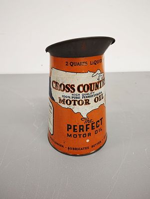 oil pitcher. Cross Country motor oil pitcher Dimensions: 9 x 7 x 6 in