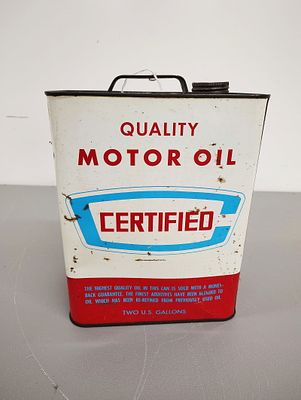 oil can. Certified Quality Motor oil can - 2-gallon - empty Dimensions: 11 x 9 x 6 in