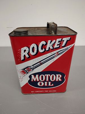 oil can. Rocket Motor 2-gallon can - empty Dimensions: 12 x 9 x 6 in