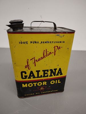 oil can. Galena Motor Oil 2-gallon can of Franklin, PA - empty Dimensions: 12 x 9 x 6 in