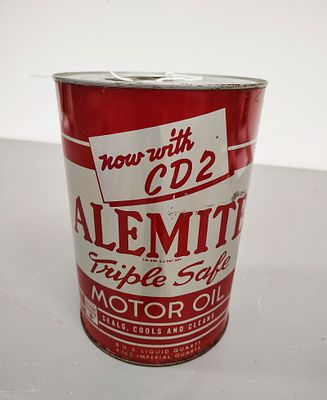 oil can. Alemite Triple Safe Motor OIl 5-quart can - full Dimensions: 10 x 7 x 7 in
