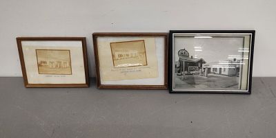 Gas station photos with crate. Vintage gas station photos with Pepsi crate Dimensions: 5 x 18 x 12 in