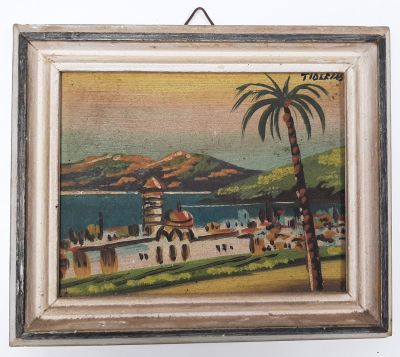 ציור מיניאטורי של הכנרת והעיר טבריה.
מידות: 15X12 ס"מ