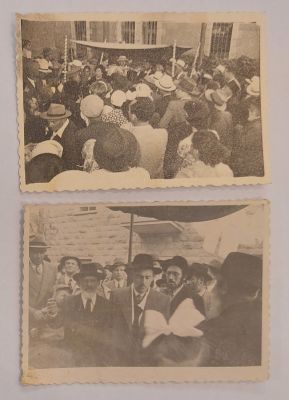 2 תצלומים מוקדמים של חופות בעיר ירושלים. מידות כל תצלום: 8.5x6.5 ס"מ. מאחור חתימת חותמת של 