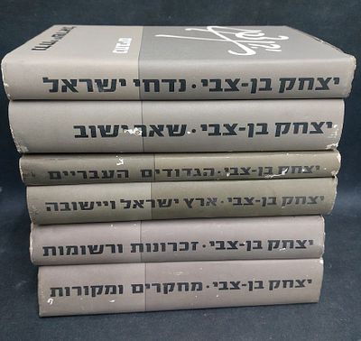 לוט ספרי יצחק בן צבי. מצב כללי טוב, יתכנו כתמי זמן בחלקם.