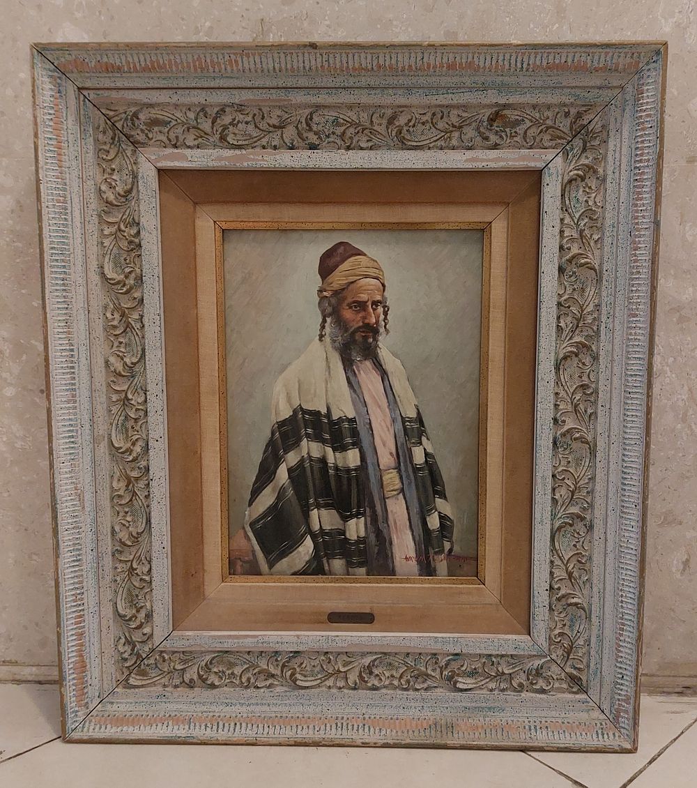 avrum rosenthal - שמן על עץ - חתום וממוסגר. ציור איכותי מאוד!
הציור הוא על פי צילום ידוע מהמאה 
