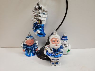 Lot of Blue Santa Christmas Hanging Ornaments