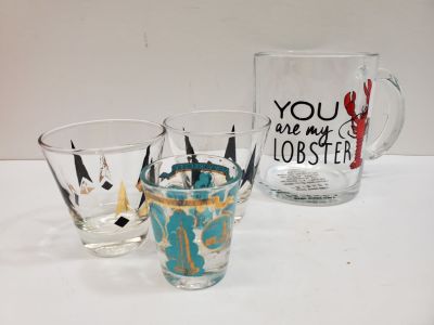 Glass Lot Friends Mug. minor wear on bar glasses - see pics