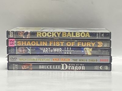 Lot of 5 DVD's Including Rocky Kung Fu Bruce Lee