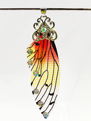 Butterfly Wing with Crystals Pendant