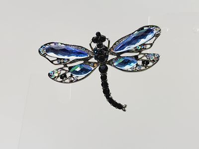 Blue Crystal Dragonfly Brooch
