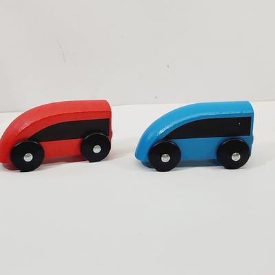 2 IKEA Lillabo Wooden Railway Train Cars