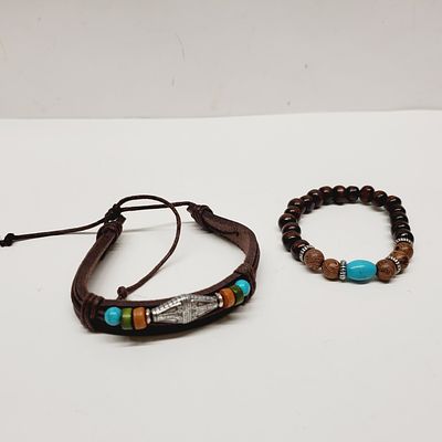 2 New Leather Bracelets Adjustable
